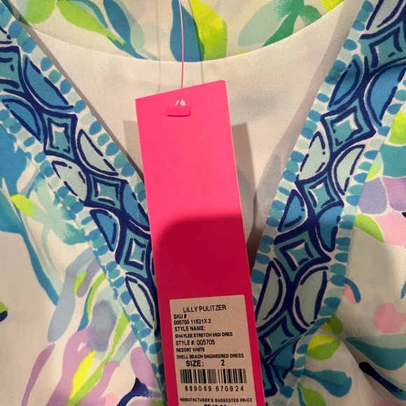 NWT Shaylee Stretch Midi Wrap Dress - Shell Beach Engineered Dress - Picture 3 of 4